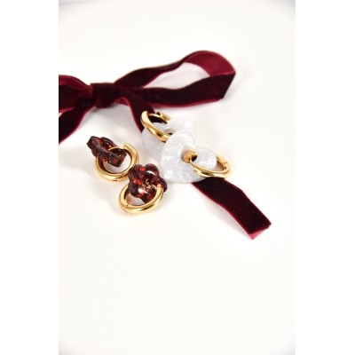 BOUCLES CREOLES COEUR RESINE BLANC CREA ACIER INOX GOLD PETIT PRIX