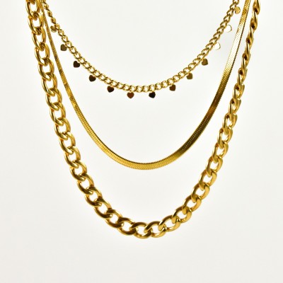 COLLIER MAILLE SERPENT ACIER INOXYDABLE GOLD PETIT PRIX