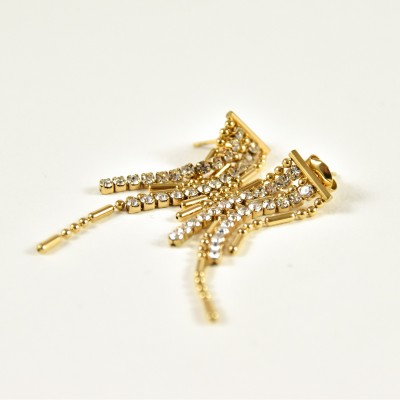BOUCLES PENDANTES STRASS ACIER INOXYDABLE GOLD PETIT PRIX