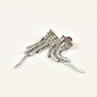 BOUCLES PENDANTES STRASS ACIER INOXYDABLE SILVER PETIT PRIX