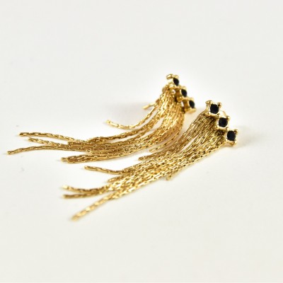 BOUCLES PENDANTES NOIRES MAILLE COBRA ACIER INOXYDABLE GOLD PETIT PRIX