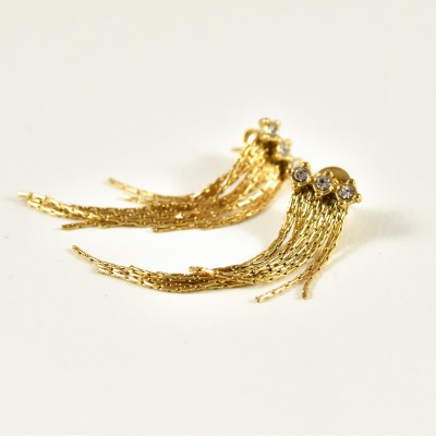 BOUCLES PENDANTES STRASS MAILLE COBRA ACIER INOXYDABLE GOLD PETIT PRIX
