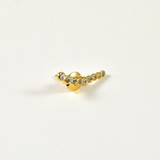 PUCE ALLONGEE SERTIE DE STRASS BLANCS ACIER INOXYDABLE GOLD PETIT PRIX