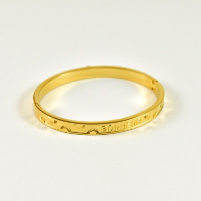 JONC BONHEUR ACIER INOXYDABLE GOLD PETIT PRIX