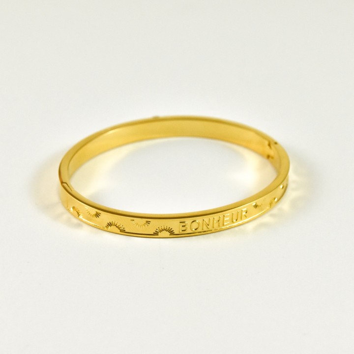 JONC BONHEUR ACIER INOXYDABLE GOLD PETIT PRIX