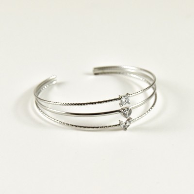 BRACELET PERLES GRIS METALLISE MEDAILLON ACIER INOX GOLD PETIT PRIX