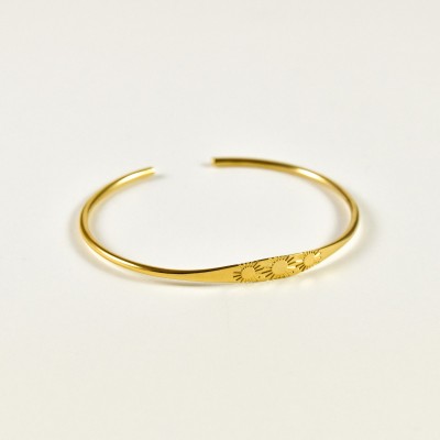 JONC FIN EVASE SOLEILS ACIER INOXYDABLE GOLD PETIT PRIX