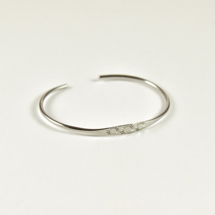 BRACELET PERLES GRIS METALLISE MEDAILLON ACIER INOX GOLD PETIT PRIX