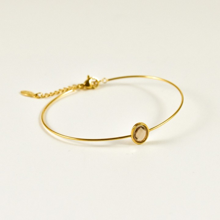 BRACELET PERLES GRIS METALLISE MEDAILLON ACIER INOX GOLD PETIT PRIX