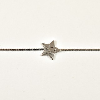 BRACELET ETOILE STRASS BLANCS ACIER INOXYDABLE SILVER PETIT PRIX