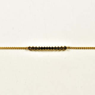 BRACELET MEDAILLON LONG STRASS NOIRS ACIER INOXYDABLE GOLD PETIT PRIX