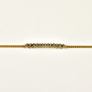 BRACELET MEDAILLON LONG STRASS BLANCS ACIER INOXYDABLE GOLD PETIT PRIX