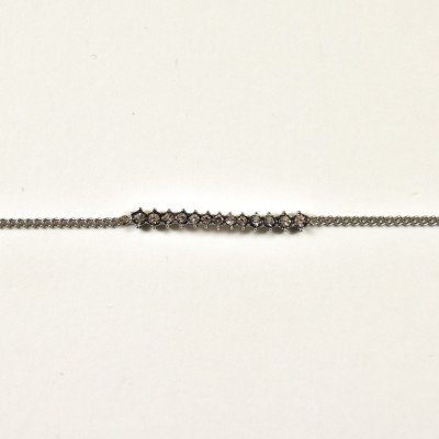 BRACELET PERLES GRIS METALLISE MEDAILLON ACIER INOX GOLD PETIT PRIX