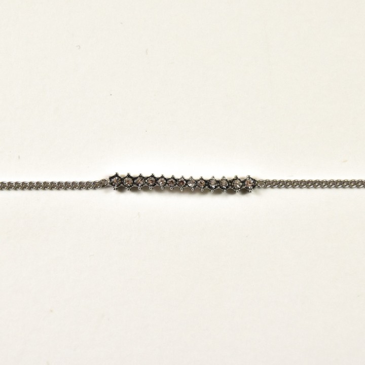 BRACELET PERLES GRIS METALLISE MEDAILLON ACIER INOX GOLD PETIT PRIX