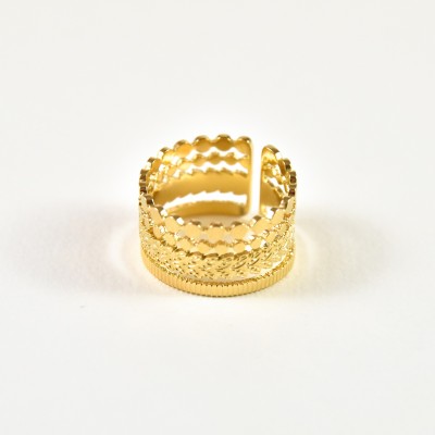 BAGUE ANNEAUX FINS RAMEAU ACIER INOXYDABLE GOLD PETIT PRIX