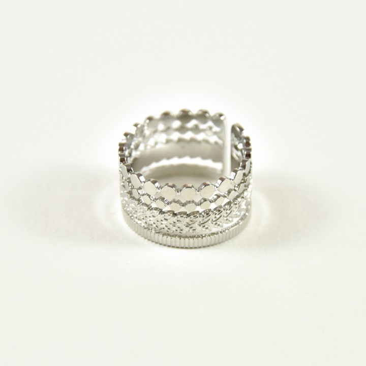 BAGUE ANNEAUX FINS RAMEAU ACIER INOXYDABLE SILVER PETIT PRIX