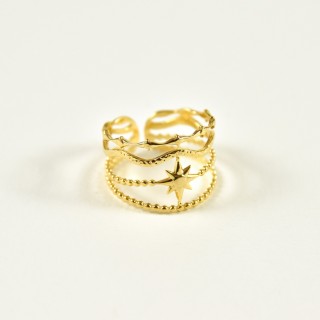 BAGUE RONDE MARTELEE ACIER INOXYDABLE GOLD PETIT PRIX