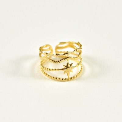 BAGUE RONDE MARTELEE ACIER INOXYDABLE GOLD PETIT PRIX