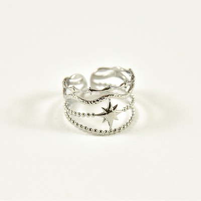 BAGUE RONDE MARTELEE ACIER INOXYDABLE GOLD PETIT PRIX