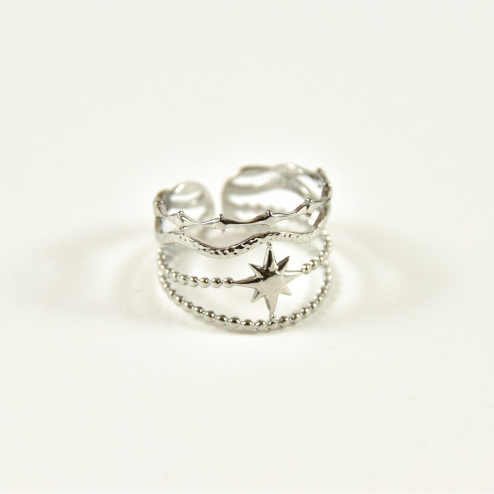 BAGUE RONDE MARTELEE ACIER INOXYDABLE GOLD PETIT PRIX