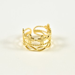 BAGUE RONDE MARTELEE ACIER INOXYDABLE GOLD PETIT PRIX