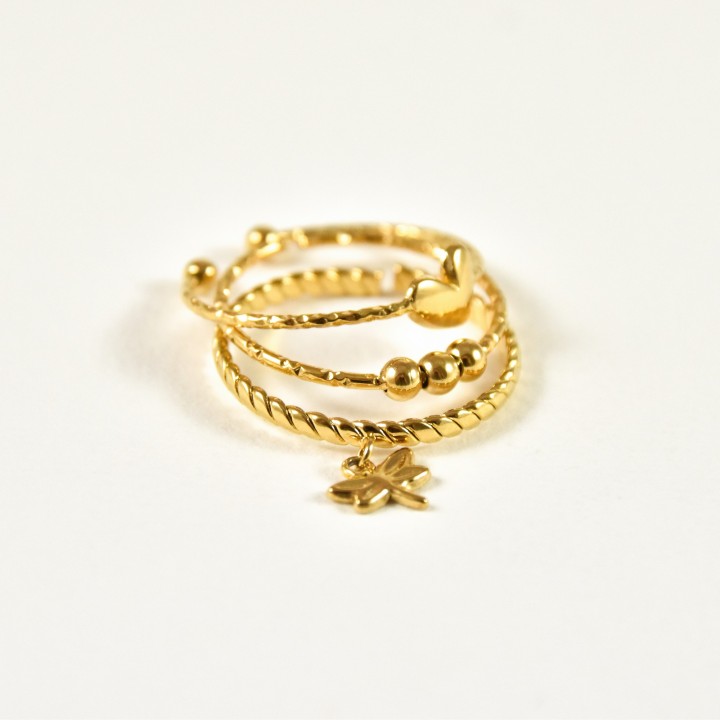 TRIO DE BAGUES FINES ACIER INOXYDABLE GOLD PETIT PRIX