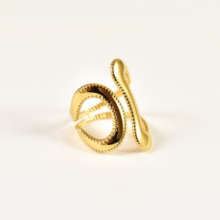 BAGUE DOUBLE AJOURE PERLES ACIER INOXYDABLE GOLD PETIT PRIX