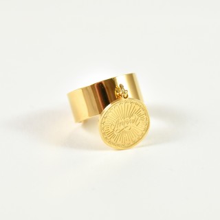 BAGUE LARGE MEDAILLE AMOUR ACIER INOXYDABLE GOLD PETIT PRIX
