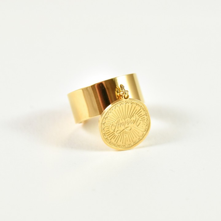 BAGUE RONDE MARTELEE ACIER INOXYDABLE GOLD PETIT PRIX
