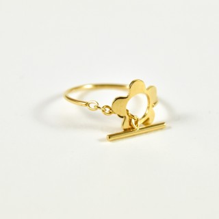 BAGUE FINE FLEUR CHAINETTE ACIER INOXYDABLE GOLD PETIT PRIX
