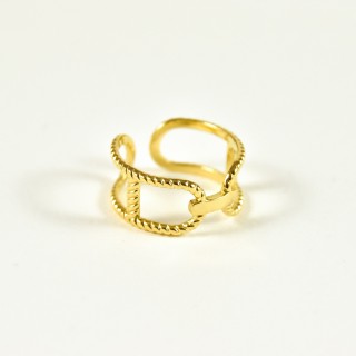 BAGUE RONDE MARTELEE ACIER INOXYDABLE GOLD PETIT PRIX