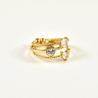 BAGUE RONDE MARTELEE ACIER INOXYDABLE GOLD PETIT PRIX