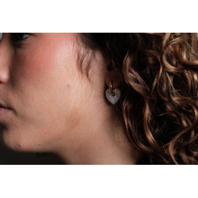 BOUCLES CREOLES COEUR RESINE BLANC CREA ACIER INOX GOLD PETIT PRIX