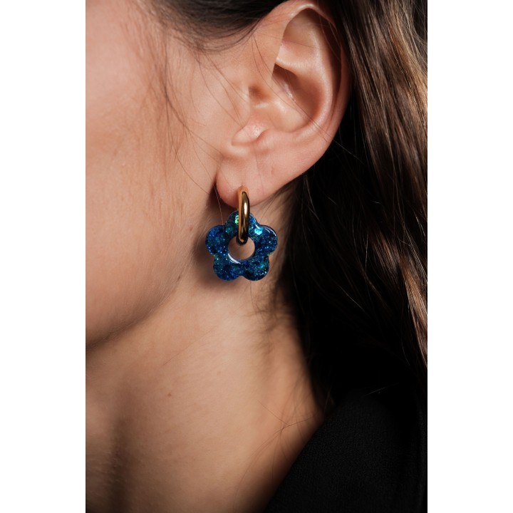 BOUCLES ANNEAUX ENTRELACES ACIER INOXYDABLE SILVER PETIT PRIX