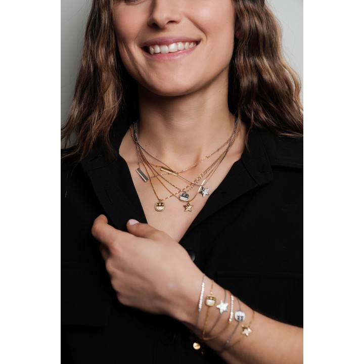 COLLIER ETOILE STRASS BLANCS ACIER INOXYDABLE GOLD PETIT PRIX