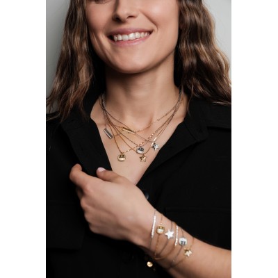 COLLIER MEDAILLON STRASS BLANCS ACIER INOXYDABLE SILVER PETIT PRIX