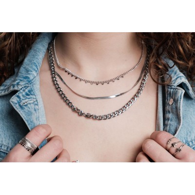 COLLIER MAILLE SERPENT ACIER INOXYDABLE GOLD PETIT PRIX