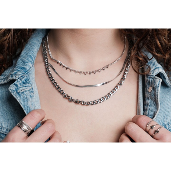 COLLIER MAILLE SERPENT ACIER INOXYDABLE GOLD PETIT PRIX