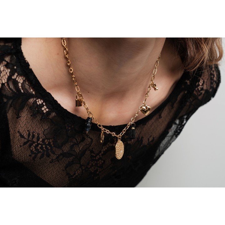 COLLIER MAILLE SERPENT ACIER INOXYDABLE GOLD PETIT PRIX