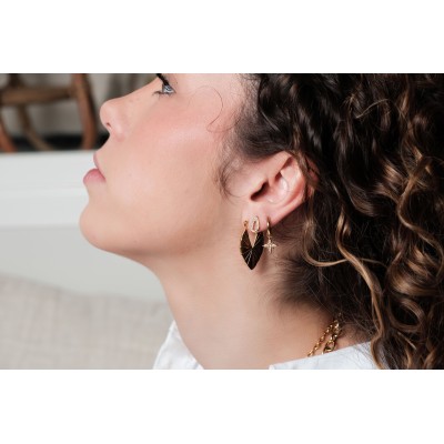 BOUCLES OVALES PLISSEES ACIER INOXYDABLE GOLD PETIT PRIX
