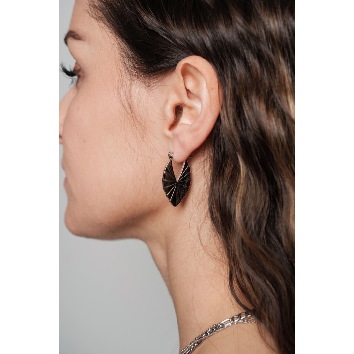 BOUCLES ANNEAUX ENTRELACES ACIER INOXYDABLE SILVER PETIT PRIX