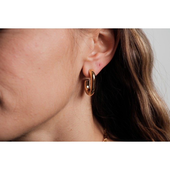 BOUCLES CREOLES OUVERTES ACIER INOXYDABLE GOLD PETIT PRIX