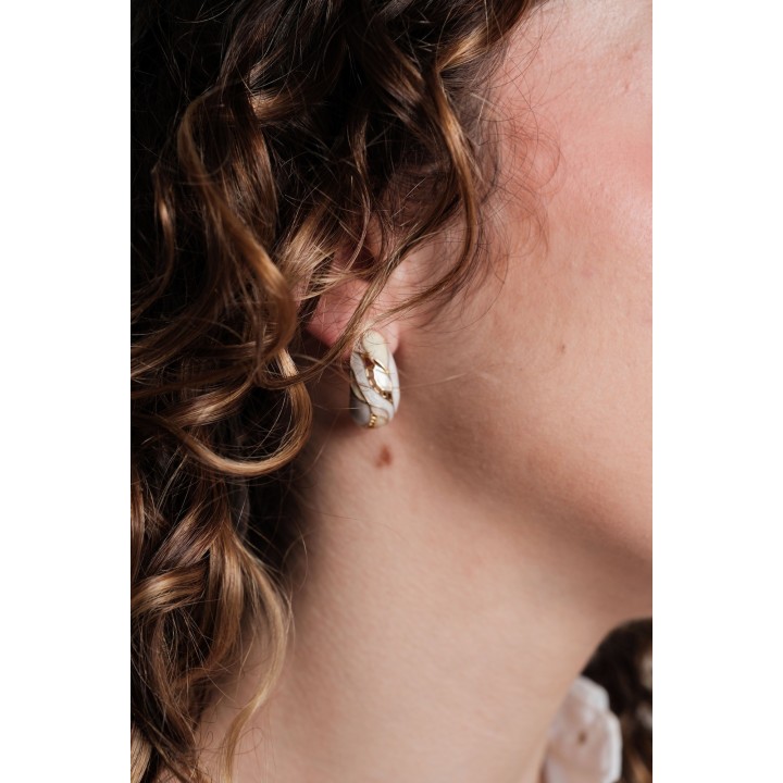 BOUCLES ANNEAUX ENTRELACES ACIER INOXYDABLE SILVER PETIT PRIX