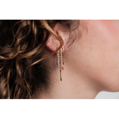 BOUCLES PENDANTES STRASS ACIER INOXYDABLE GOLD PETIT PRIX