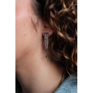 BOUCLES ANNEAUX ENTRELACES ACIER INOXYDABLE SILVER PETIT PRIX