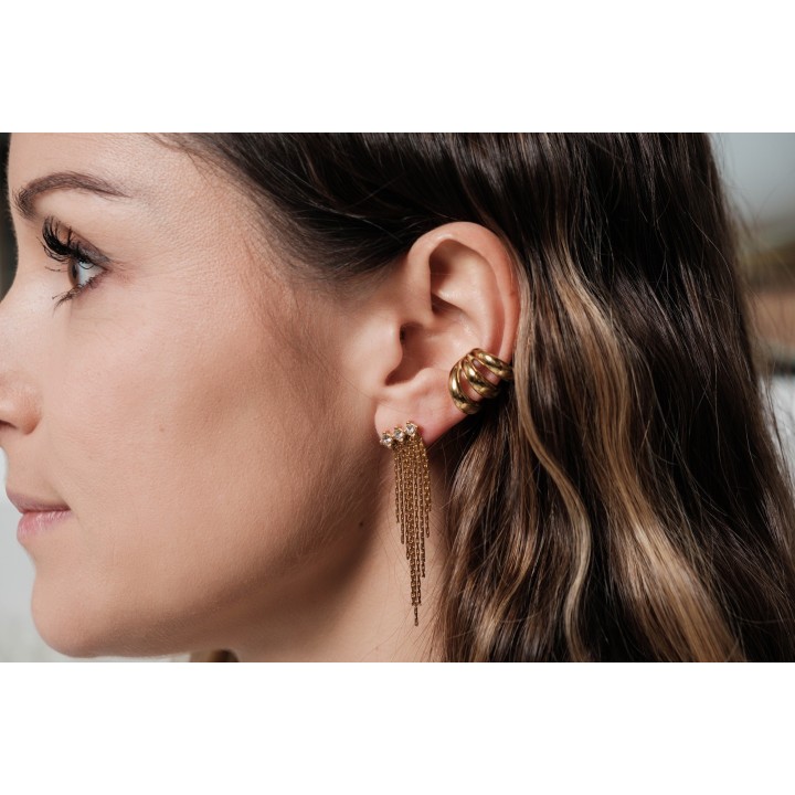 BOUCLES ANNEAUX ENTRELACES ACIER INOXYDABLE SILVER PETIT PRIX