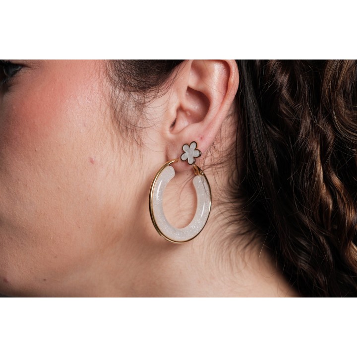 BOUCLES ANNEAUX ENTRELACES ACIER INOXYDABLE SILVER PETIT PRIX