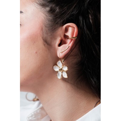 BOUCLES ANNEAUX ENTRELACES ACIER INOXYDABLE SILVER PETIT PRIX