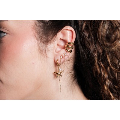 PUCE GOUTTE STRASS ACIER INOXYDABLE GOLD PETIT PRIX