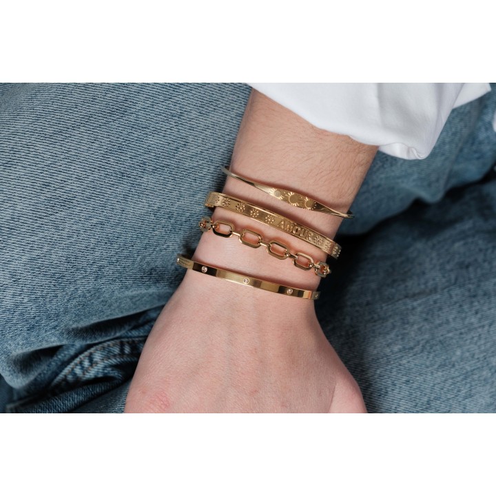 JONC AMOUR ACIER INOXYDABLE GOLD PETIT PRIX